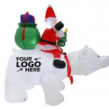 6.4ft Christmas Inflatable Outdoor Santa Riding The Polar Bear with LED Lights